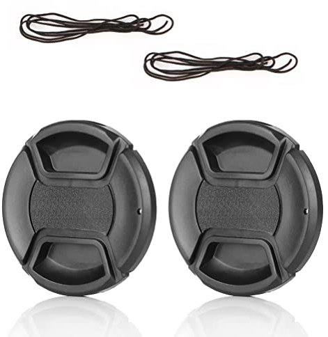 KOMUNJ 2 Stück Kamera 55mm Objektivdeckel, Ersatzkappe, Objektivdeckel, Kompatibel mit DSLR-Kameras, Schwarz