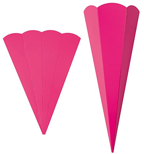 5er Pack Geschwister-Schultüte Rohling mit Steckverschluß, stabiler Karton 400g/qm, 6-eckig, 41 cm, Pink