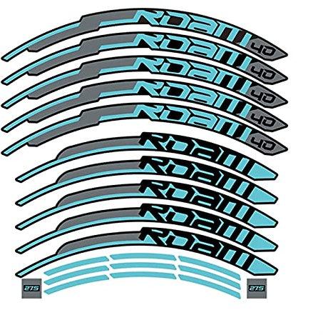 BUSEB Bicycle Wheel Stickers Mountain Bike R.O.A.M 40 Wheel Set Sticker Mtb Bicycle Decals 27.5inch And 29inch Rim Stickers (Color : 27.5er Lake Blue)