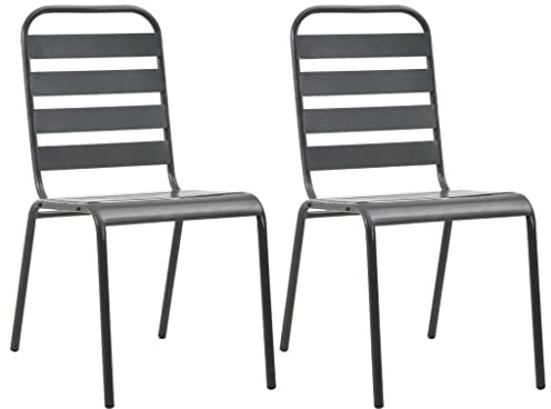 INLIFE Stapelbare Gartenstühle 2 STK. Stahl Grau,9.95kg,44257