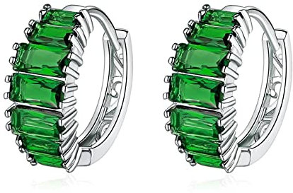 Ayoiow Silber Plated Ohrringe Silber Damen Quadratische Zirkon Huggie Ohrringe Ohrringe Creolen Damen