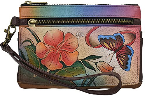 Anna by Anuschka Damen Womens Antique Hibiscus Wristlet Organizer Wallet Geldbörse, antiker Hibiskus, Handgelenktasche