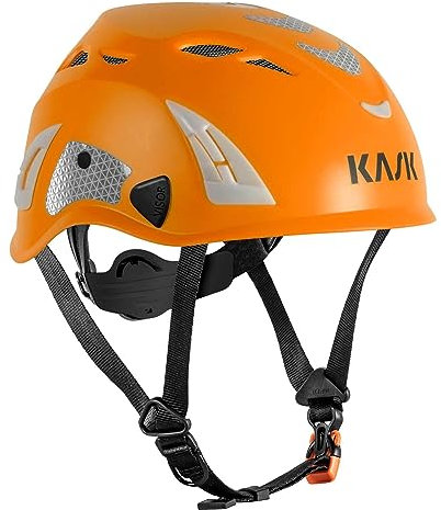 KASK Superplasma HI VIZ Safety Helmet with Rotating Wheel, Reflective Stripes, EN 397, Colour: Orange