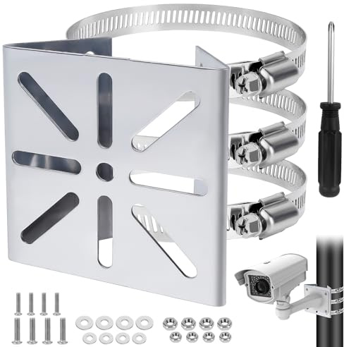 Soporte de Montaje en Poste Vertical, Universal Soportes de Poste Vertical para Cámara de Seguridad, Soporte de Esquina Montaje Acero Inoxidable Adecuado para Mástiles y Tubos de 45 a 100mm