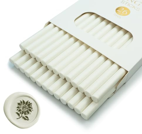 Wachs-Siegel-Stick, Ioggtser 26 PCS Mini Klebepistole Wachs-Siegel-Stick für Wachs-Siegel-Stempel, Siegel-Wachs-Sticks für Hochzeit Einladungen, Karten, Umschläge (White)