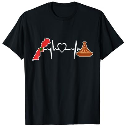 Marruecos Tajine Heartbeat - Tajine Bandera Marroquí Alimentos Camiseta