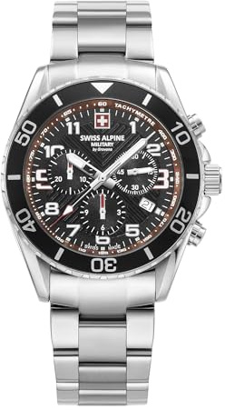 swiss alpine military Herren Uhr Chronograph Analog Quarz 7029.9 Edelstahl