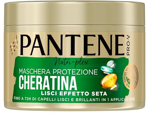 Pantene Pro-V Maschera capelli, Lisci Effetto Seta Protezione Cheratina, fino a 72h di capelli lisci e brillanti in 1 unica applicazione, 500ml