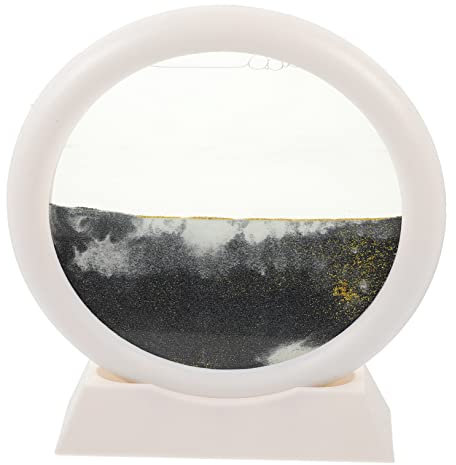TOYANDONA Sablier Décoratif 3D Peinture de Sable Mouvant pour Bureau, Cadre Blanc 5 Pouces, Art du Mouvement Relaxant, Présent pour Employés et Étudiants, Décoration de Maison et Espace de Travail