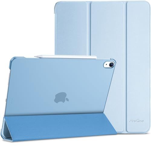 ProCase Hülle für iPad Air 13 Zoll M4/M3/M2 (2026/2025/2024), Dreifache Schutzhülle Case für 13 iPad Air M4 2026/ M3 2025/ M2 2024, Dünn Leicht Smart Cover mit Translucent Frosted Rückhülle -Blau | Magnetische Sleep/Wake, zwei Aufstellwinkel, passend für Pencil Pro & USB-C