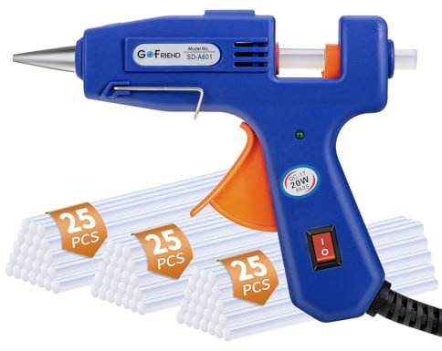 Glue Gun with 75pcs Glue Sticks (7mm x 150mm), GOFRIEND 20W Hot Melt Glue Gun Upgraded Version, Fast Heating for Crafting, DIY, Arts & Crafts, Sealing, Home Repairs, Cards, and Glass