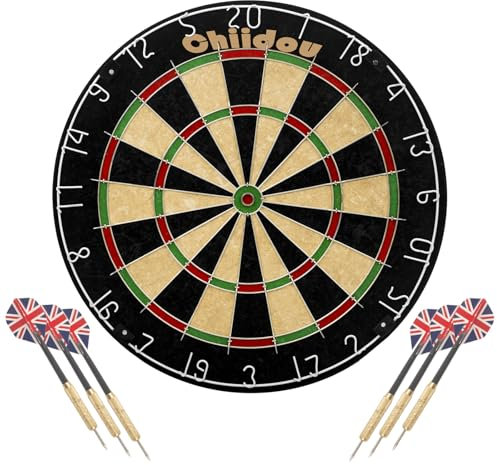 Chiidou Dartboard Professional Dart Board Set with High-Grade Sisal, Ultra Thin Wire Construction, 6 Steel Tip Darts