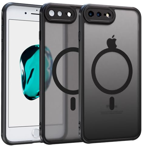 ZYIMOU für iPhone 8 Plus und iPhone 7 Plus Hülle Kompatibel mit MagSafe, Handyhülle Magnetisch für iPhone 8 Plus und iPhone 7 Plus kameraschutz Rückseite Dünn Stoßfest Schutzhülle (Schwarz)