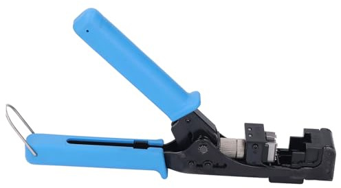 Crimpatore RJ45 Angolato a 90° per Jack Keystone Everest Media CAT6, CAT5e, CAT6A – Utensile di Terminazione Veloce per Ethernet, Regolabile, Impugnatura Ergonomica, Acciaio Inox