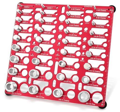 Vérificateur de filetage, taille de boulon et jauge de filetage 55, identificateur de filetage de boulon 20 standard et 16 métriques, tableau d'identification de boulons, jauge de filetage d'écrous et