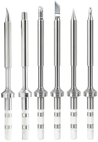 6PCS TS100 Soldering Tips Kit with Threaded Insert Adapter, Compatible with TS100|TS101|/PinecilV2|pine64 Soldering Iron- Includes TS-C4, TS-K, TS-ILS, TS-J02, TS-D24, Fast Heating