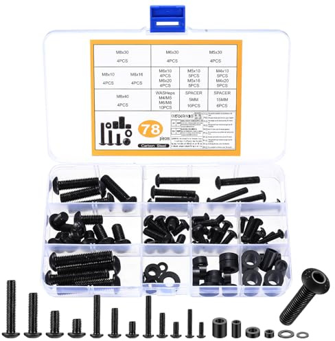 78 Pcs Kit de Vis de Montage TVs, Vis de Fixation Murale TV M4 M5 M6 M8 Vis VESA, Kit de Matériel de Montage TV Universel pour Supports Muraux TVs, Boulons Téléviseurs Moniteur Jusqu'à 80 Pouces