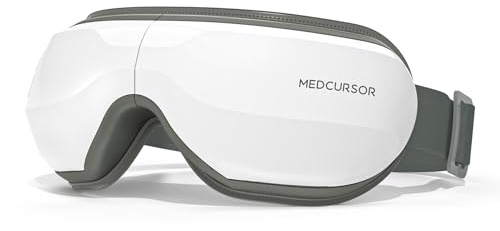 Medcursor Eye Massager with Heat, Electric Heated Eye Mask with Music & Compression for Relax Eyes, Relieve Eyestrain & Dry Eyes, Improves Sleep, Gift for Mom Dad Women Men (White)