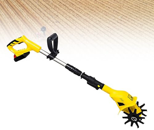 SHEUAO Motocultor,Mini Fresadora De Jardín,Rotocultivador Eléctrico para Jardín,Motoazada Electrica 20V,Motoazada Bateria con 2000MAH Bateria,Velocidad De 250 RPM,Yellow