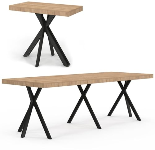 IDMarket - Mesa consola extensible Alix para 10 personas, 235 cm, diseño industrial