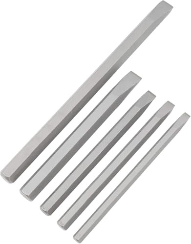 Herramienta compatible con cinceles de tallado de madera, juego de 5 cinceles de aleación de acero, taladro de cemento con vástago traight para carpintería, herramientas para varias piedras