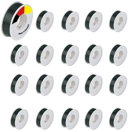 REV Isolierband SPARSET - 20x Klebeband 10m x 15mm, schwer entflammbar & chemikalienbeständig, Made in Germany, schwarz