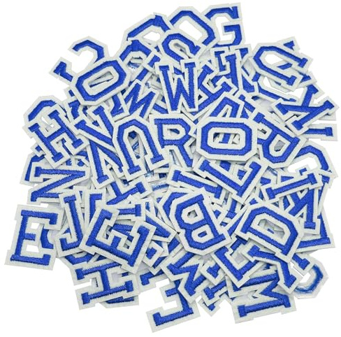 Allazone Alphabet Applikationen Patches, Aufnäher Buchstaben Patches A - Z, Buchstaben zum Aufnähen oder Aufbügeln für Schuhe, Hut, Tasche, Bekleidungszubehör, Blau