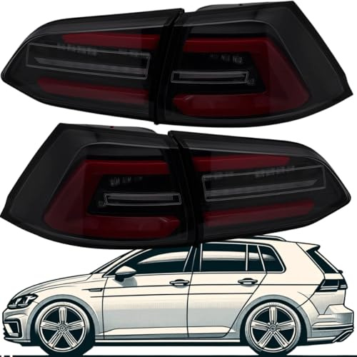 CR-Lights Voll LED Rückleuchten Set für VW Golf 7 Variant 2013–2017 Schwarz-Smoke mit Lightbar