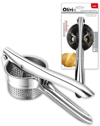 IPEA Schiacciapatate Professionale in Acciaio Inox per Schiacciare Patate, Verdura e Frutta - Design Moderno - Impugnatura Ergonimica - Utensile da Cucina per Purè - Pressa di Ortaggi e Carote