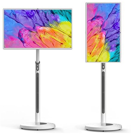 GOURIXIN Téléviseur Portable 4K sur roulettes 32 Pouces, Smart TV Enroulable, caméra intégrée, Batterie 15 000 mAh, système d'exploitation Android 12, écran Tactile Rotatif 1080p 4+128G