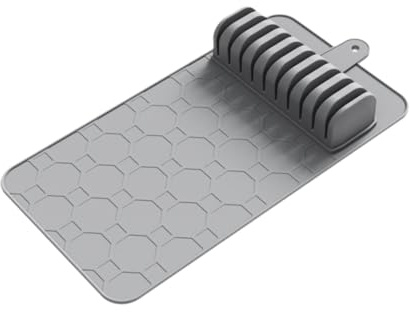 rockible Vassoio portacoltelli in Silicone per riporre i coltelli, Organizer per cassetti, Morbido e di, per la Cucina, Grigio