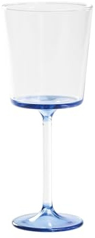 Zafferano Discobolo - Set di 4 bicchieri da vino rosso in vetro borosilicato soffiato a mano, fondo blu, capacità 46,5 cl, design elegante per degustazione