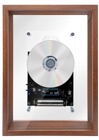 XUMIUZIY Retro Music Photo Frame CD Player, Transparent Acrylic Bluetooth 5.0 CD Player with HiFi Sound, AUX Input, No Speaker, 2600mAh Battery, Wall Mount & Desktop