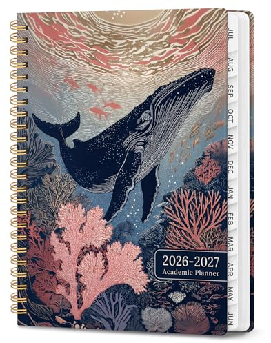 ZOTIA Planner 2026-2027 Weekly & Monthly Calendar Planner Jul 2026-Jun 2027 | Teacher and Student Calendar Agenda Book with Tabs, 6.3 x 8.5, Ideal for School and Office, Floral Planner, Duskwave Reef