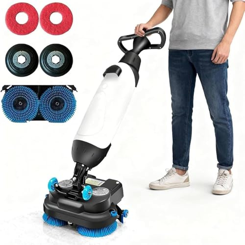 Lavasciuga Pavimenti Professionale Elettrica E Lucidatrice, Larghezza Di Pulizia 17 Pollici (43 Cm), Resa 1200 M²/H, Adatta per Pavimenti in Legno, Piastrelle, Graniglia, Marmo E Cemento White