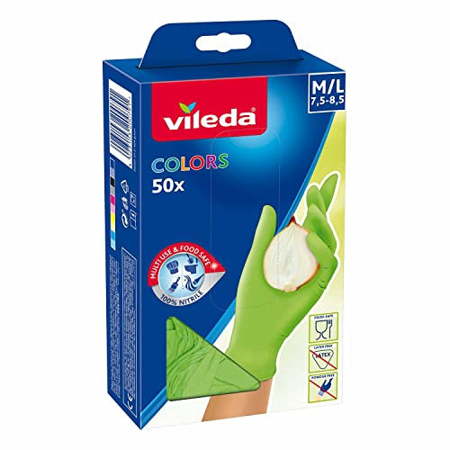 Vileda Colors 50 Guanti monouso Multicolore Nitrile 50 pezzo(i) - Guanti di sicurezza (Guanti monouso, Multicolore, Nitrile, M/L, SML, 50 pezzo(i)