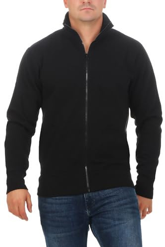 Happy Clothing Herren Sweatjacke ohne Kapuze - Sweatshirtjacke für Männer aus Baumwollmix mit Reißverschluss, ohne Taschen, Regular Fit, innen angeraut, warm, bequem, Zip-Jacke mit Kragen, Übergrößen