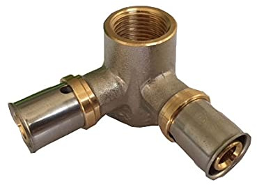 H2O-Flex 20er Pressfitting Wandwinkel doppelt, mit 1/2 Innengewinde | für Aluverbundrohr Mehrschichtverbundrohr 2,0mm, DVGW zertifiziert, Pressprofil: TH, U und H