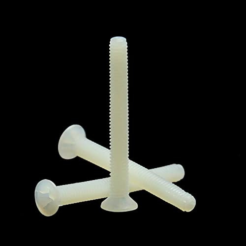 MroMax M3 Länge 25 mm Nylon weiß Flachkopf Maschinenschraube Senkkopf Kunststoff Kreuzschlitz metrische Schrauben 100 Stück