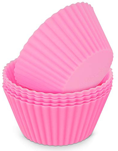 MoNiRo - Molde para magdalenas (silicona, 6 unidades), color rosa