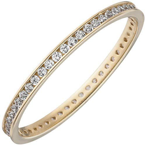 Jobo Damen-Ring schmal aus 8 Karat 333 Gold mit Zirkonia rundum Größe 50