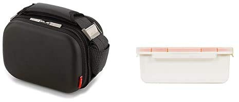 Valira Porta Alimentos Bolsa, Nailon Satinado, Satin Mini, Negro, 23.5X14X18.5 Cm + Porta Alimentos - Contenedor Hermético De 0,75 L Hecho En España, Color Blanco, 6090/9
