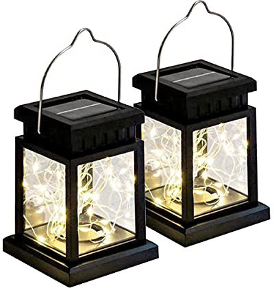 LED Solarlaterne Solarglas 20 LEDs (2m Lichterkette) warmweiß inkl. Akku - 2 Gläser im Set Gartenlampe Solarlampe Laterne Solar-Laterne (2x Laterne mit LED Streifen)