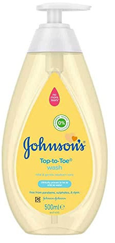 Johnson's Baby Top to Toe Wash (1 x 500 ml), Gentle & Mild Head to Toe Wash for Newborn Care, Newborn Essentials No More Tears, Suitable for Babies First Bath, Kids and Adults