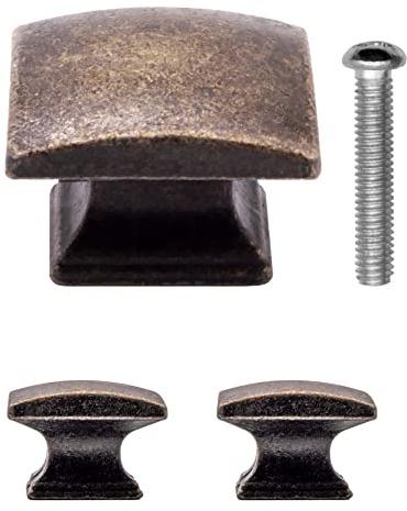 FUXXER Antike Möbel-Griffe, Vintage Schubladen-Knöpfe, 29 x 22 mm, 2er Set, bronze,
