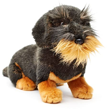 Uni-Toys - Rauhaardackel, sitzend (ohne Leine) - 22 cm (Höhe) - Plüsch-Hund, Dackel, Haustier - Plüschtier, Kuscheltier (Ohne Leine)