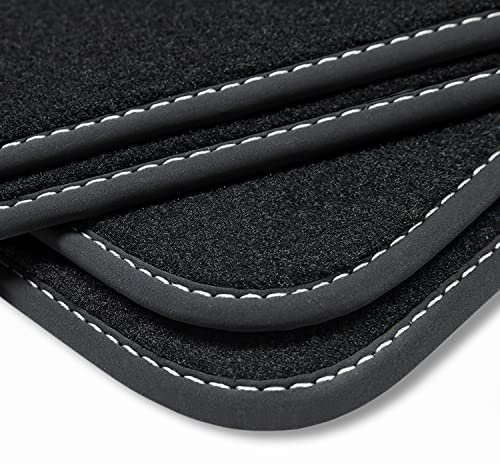 teileplus24 BV571 Velours Fußmatten kompatibel mit Opel Mokka B ab Bj. 2021- Trittschutz Fahrermatte, Naht:Silber