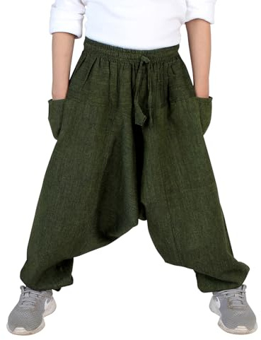 BUDDHA arts&more Kinder Ballonhose aus Nepal Handarbeit (Grün)