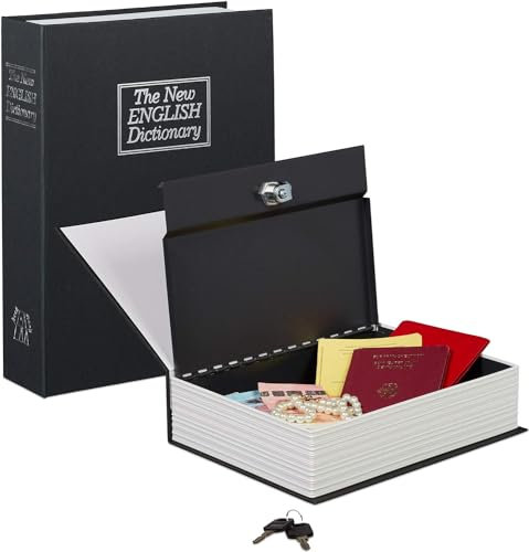Fake Book Hidden Safe Box, Book Safe with Key Lock Dictionary-Shaped Money Box Hidden Secret Security Lock-up Piggy Bank with Keys for Coins Cash Money Jewellery Hidden Safe