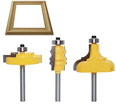 3PC 6mm 1/4 Shak Cornice/Moulding Router Bit-Grande Taglio Di Legno Fresa Per La Lavorazione Del Legno Cutter Utensili Elettrici,Gambo Da 6 Mm